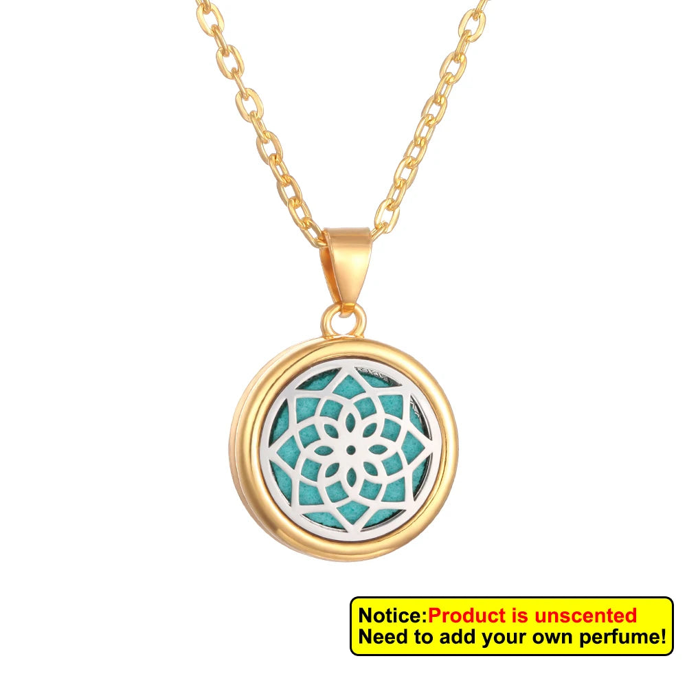 Aromatherapy diffuser collar featuring a Nueva flor árbol de la vida design by Corporación Turística, with intricate floral and tree motifs.
