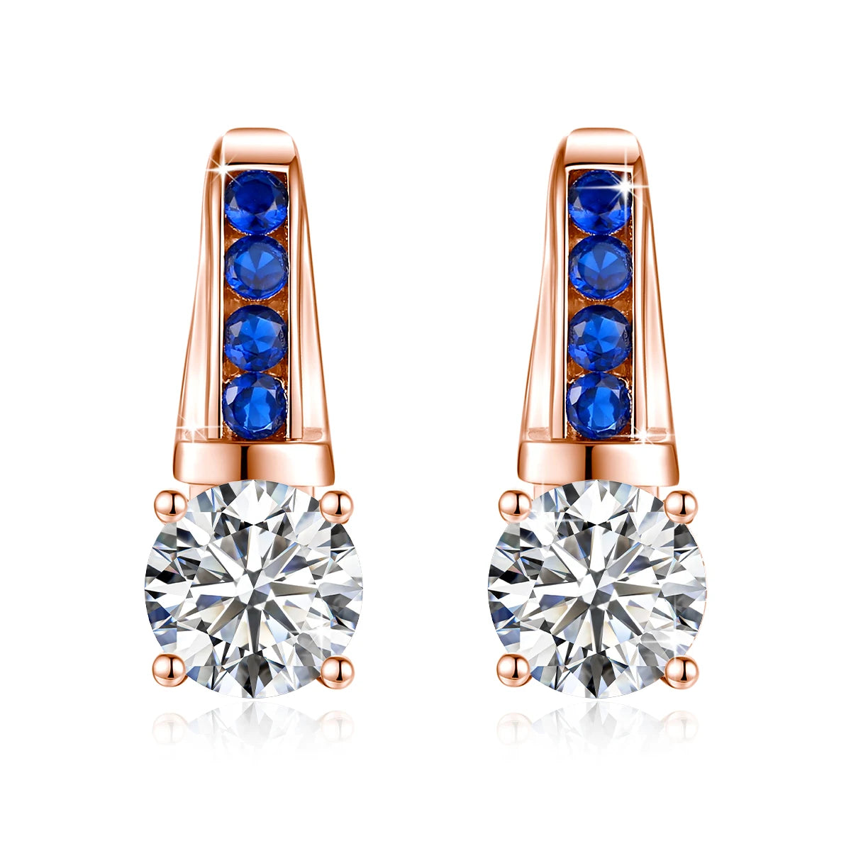 Yellow gold moissanite diamond earrings with certification, featuring sparkling D color moissanite gemstones