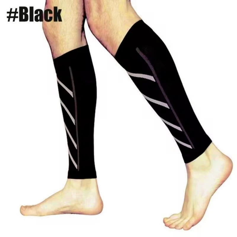 Pair of nylon calf compression sleeves by Corporación Turística, one size, designed to improve leg support and circulation.