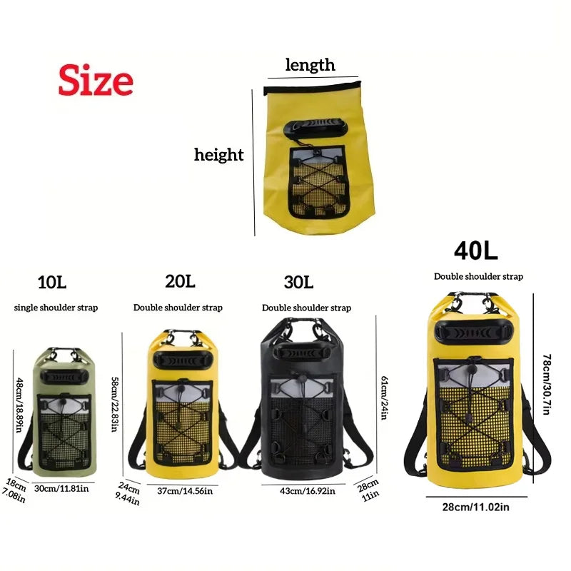 PVC swimming gear package with dry backpack for women, featuring a water-resistant swim bag from Corporación Turística.
