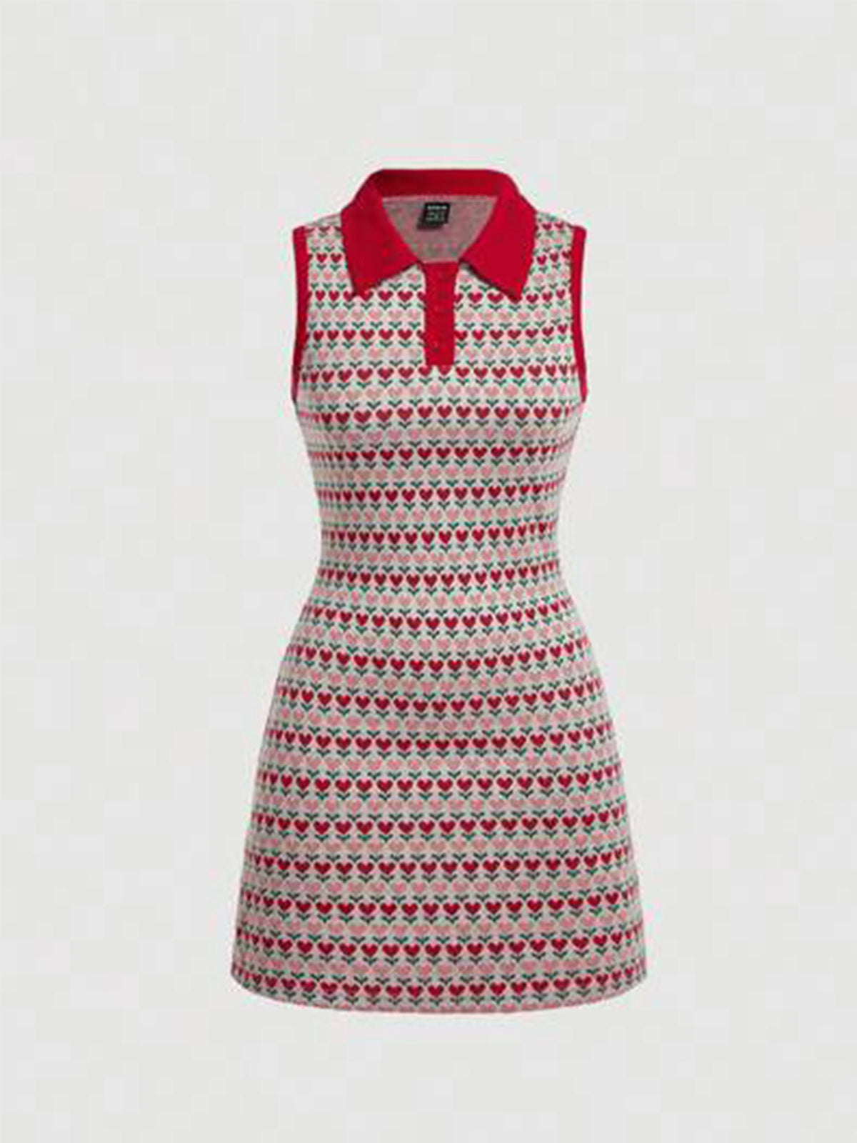Elegant sleeveless knit dress with lapel collar by Corporación Turística, shown in a stylish design suitable for women.