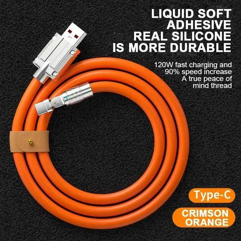 DAINU USB C fast charging cable, 120W 7A, 1 meter, orange, with 180° rotation for Xiaomi gaming devices.