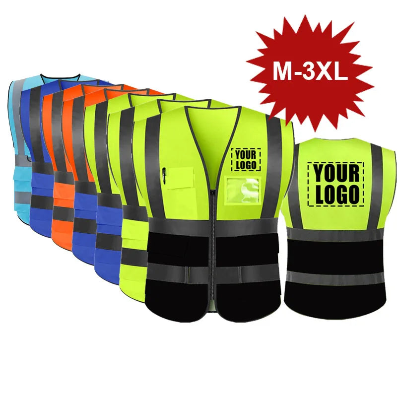 DOBYYUNZHEN high-visibility personalized safety vest, red, size L, for work safety and visibility.