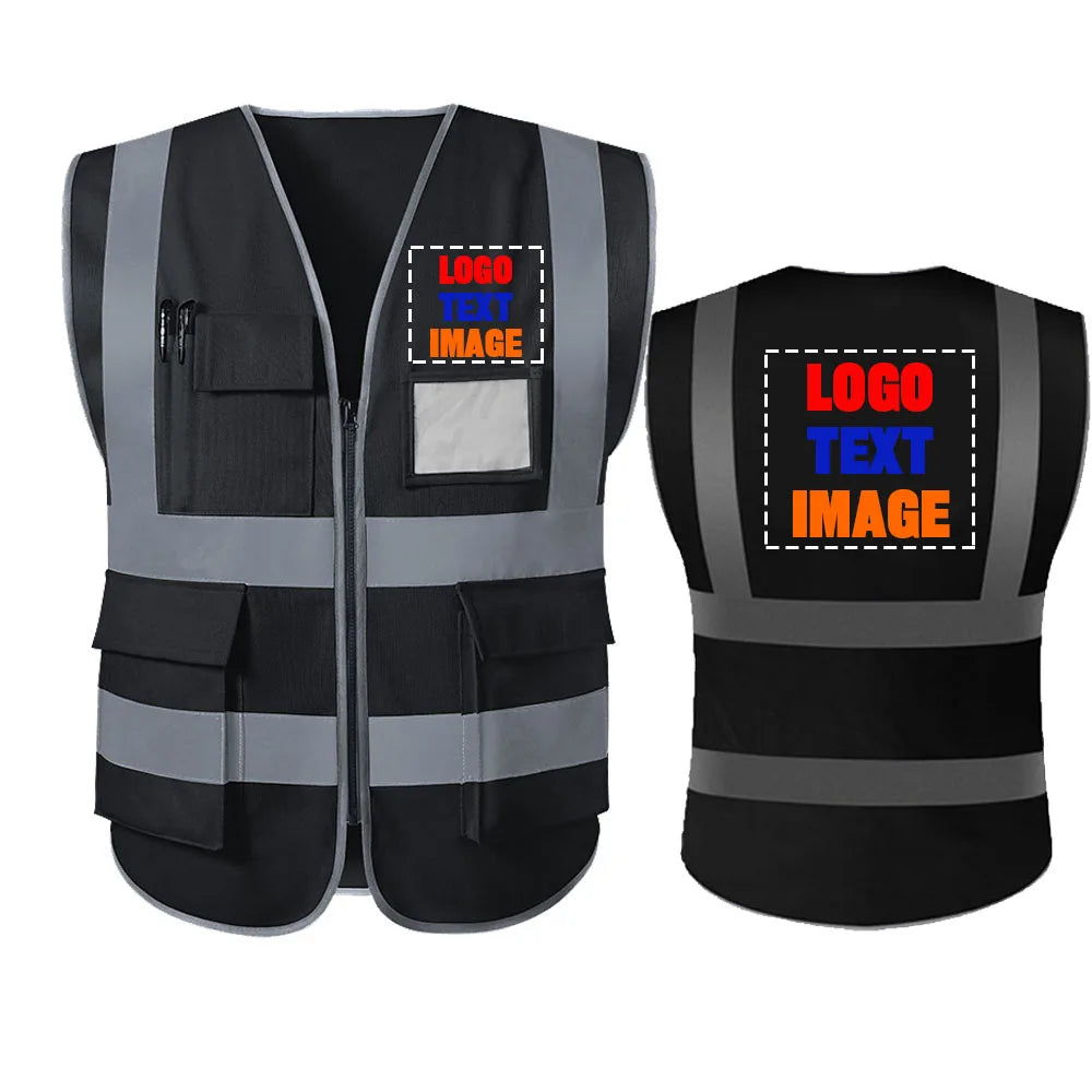 DOBYYUNZHEN high-visibility personalized safety vest, red with reflective strips, designed for work protection and visibility.