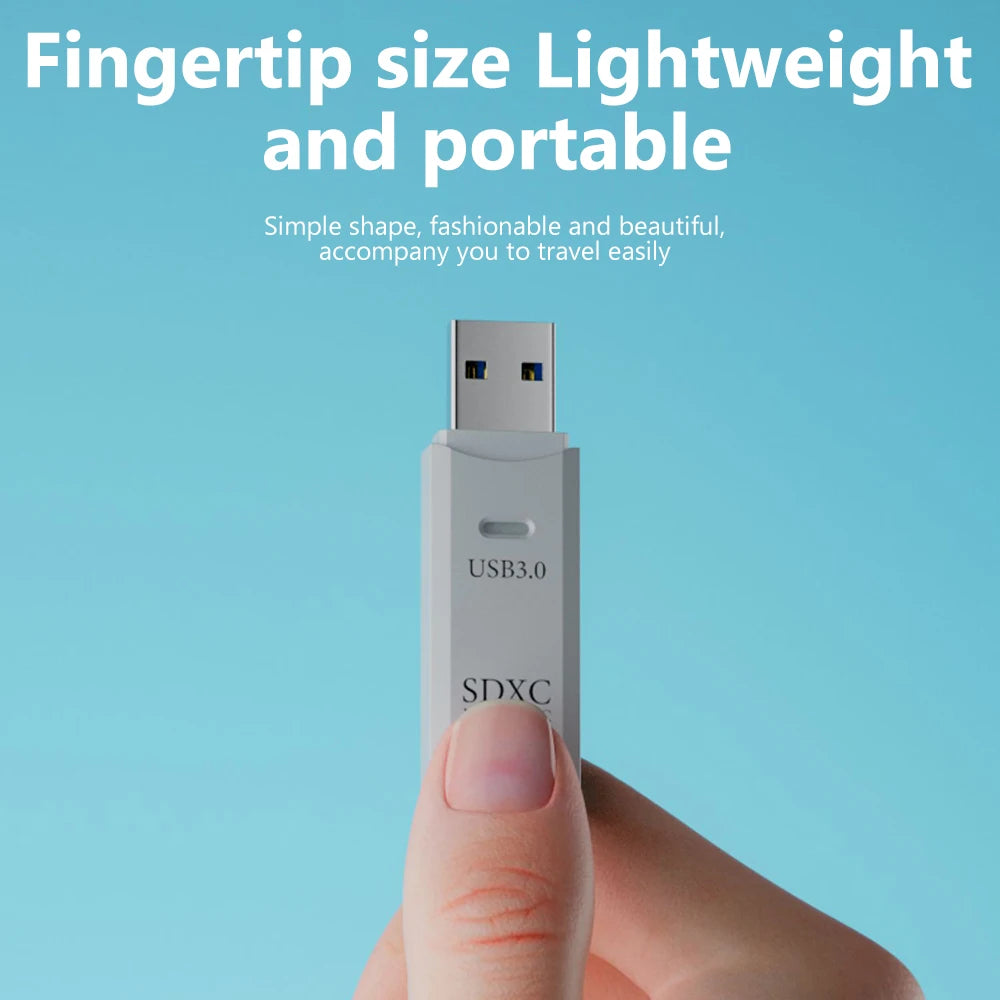 Elough USB 3.0 2-in-1 card reader for Micro SD and TF cards, white electronic accessory with high-speed data transfer.
