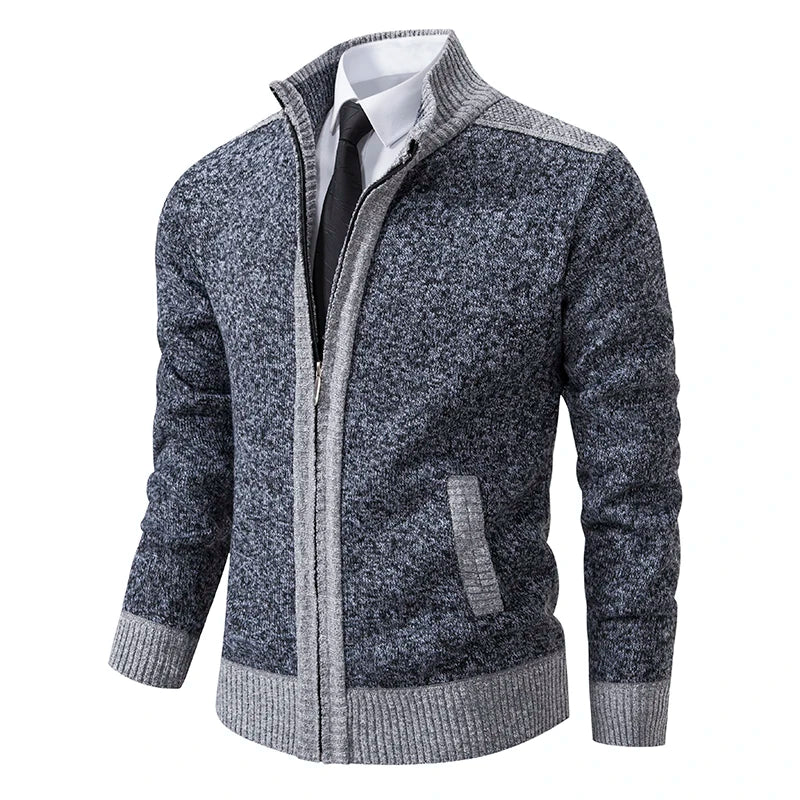 ENWEIGE men's thick warm cardigan sweater in coffee color, suitable for autumn and winter, casual and cozy men's clothing.