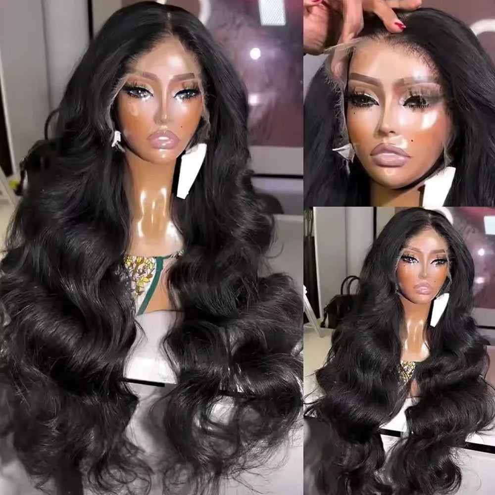 Fiumer Peruvian human hair wig with natural wave, 40 inches, 13x6 lace front, HD 250% density, no glue required.