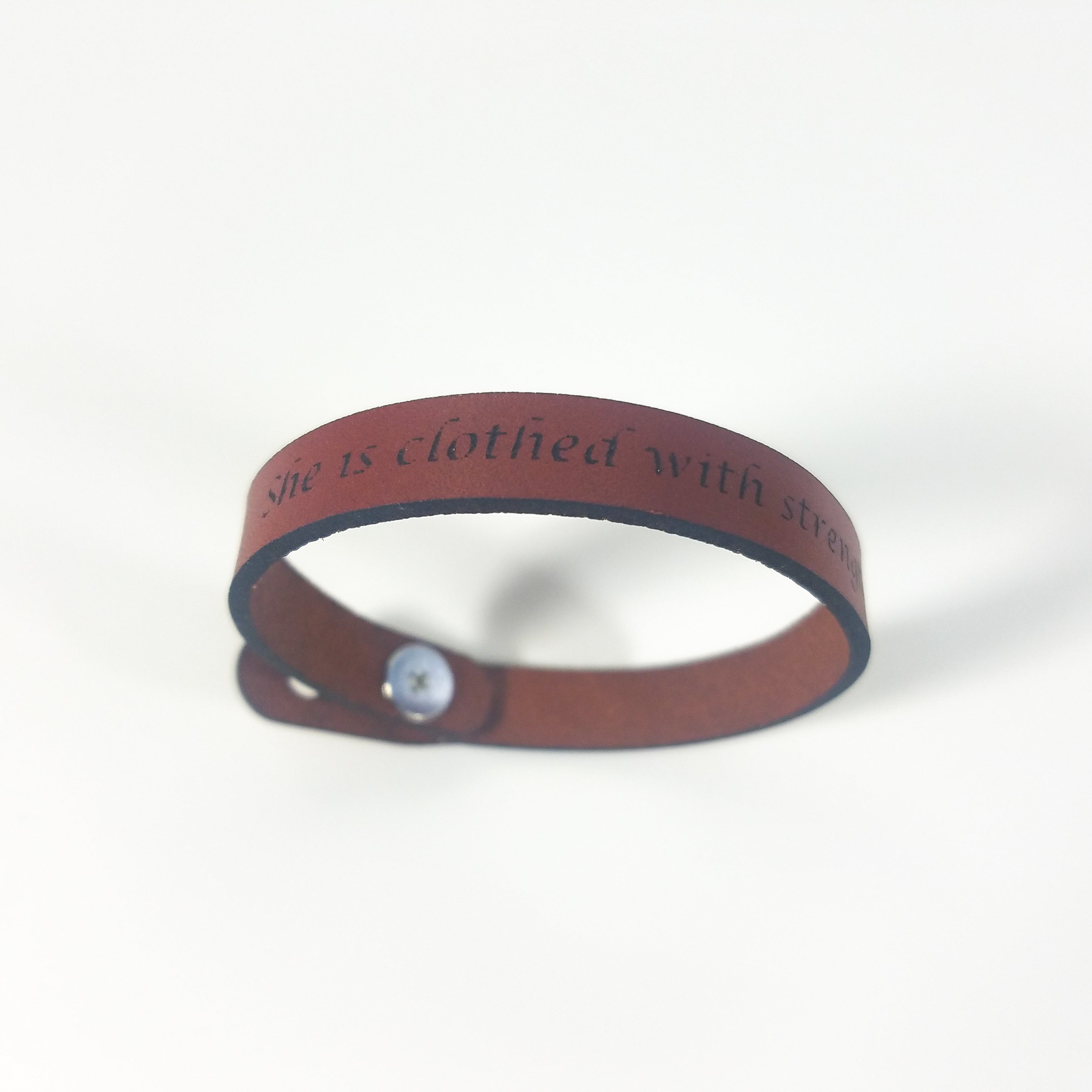 Spiritual Quote Bracelets - She is clothed with strength and dignity