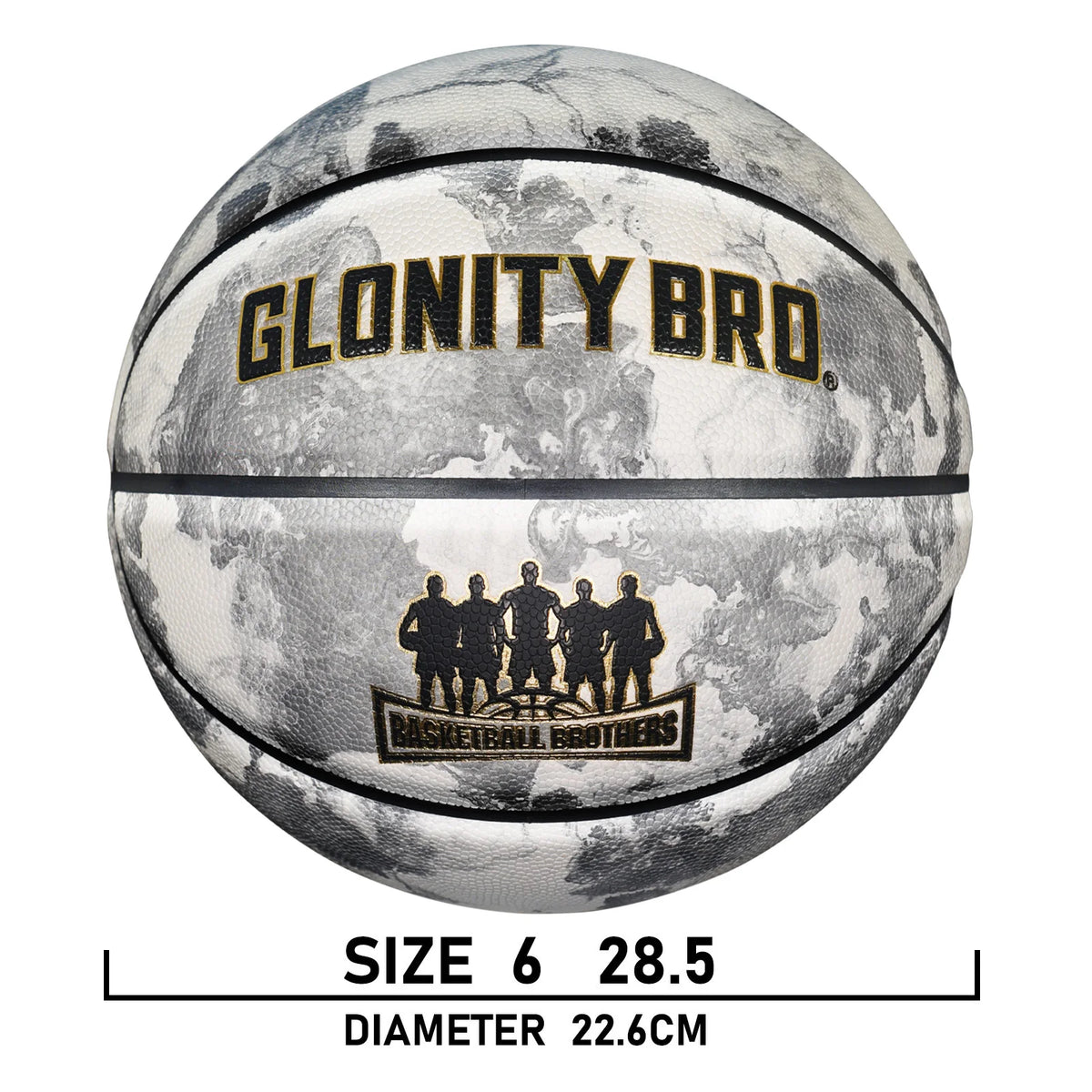 Glonity Bro luminous official size 7 basketball in durable green with glowing features, designed for outdoor basketball games.