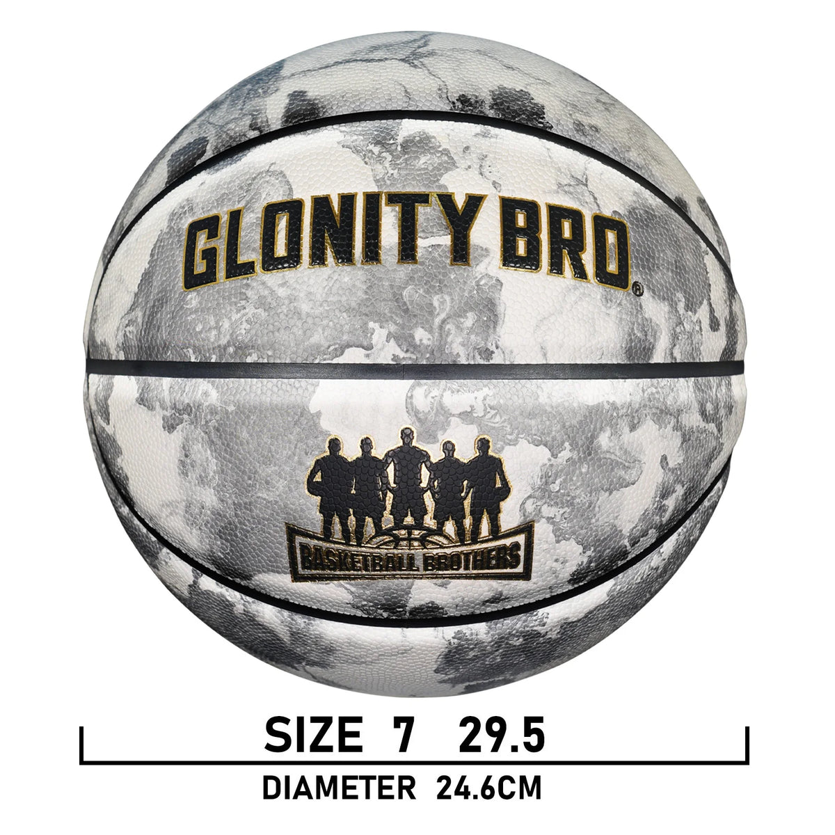 Glonity Bro luminous official green basketball made of durable PU, size 7, designed for outdoor basketball games.