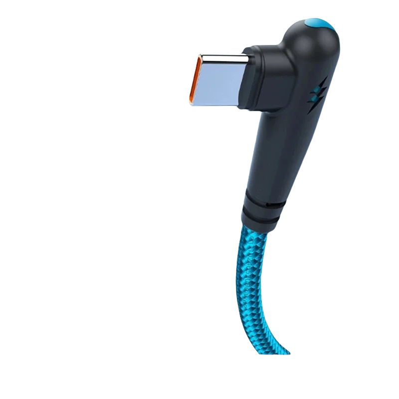 HOMEFISH USB-C cable 120W fast charging and high-speed data transfer, 1 meter, black, with 90-degree connector for electronic devices.