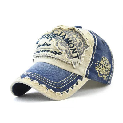 Unisex blue cotton baseball cap with embroidered design, adjustable fit, by JAMONT, part of accessories and hats collection.