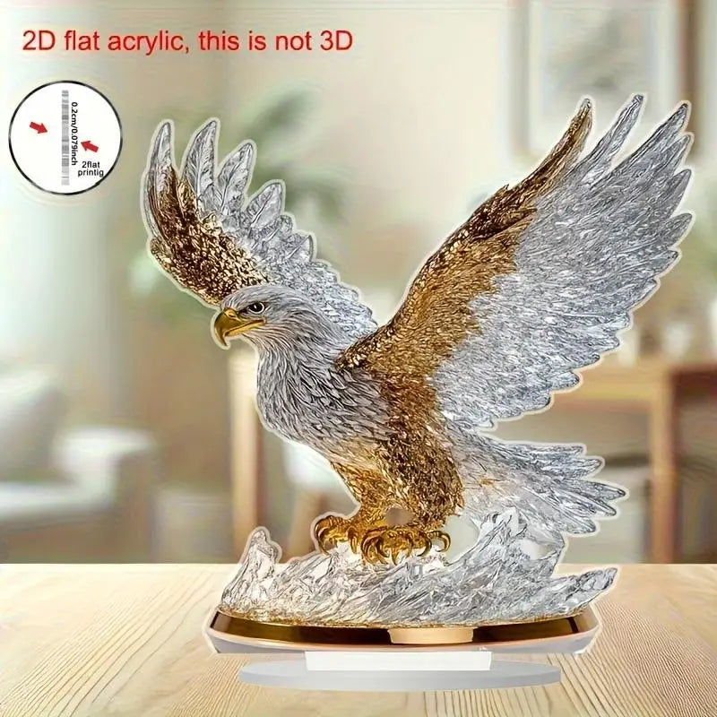 Jetting Águila Batiente 2D acrylic table decoration, modern eagle figurine for home decor and stylish accents.