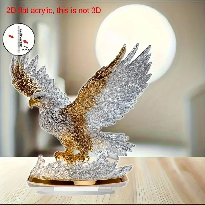 Jetting Águila Batiente 2D acrylic table decoration, modern eagle figurine for home or office decor.