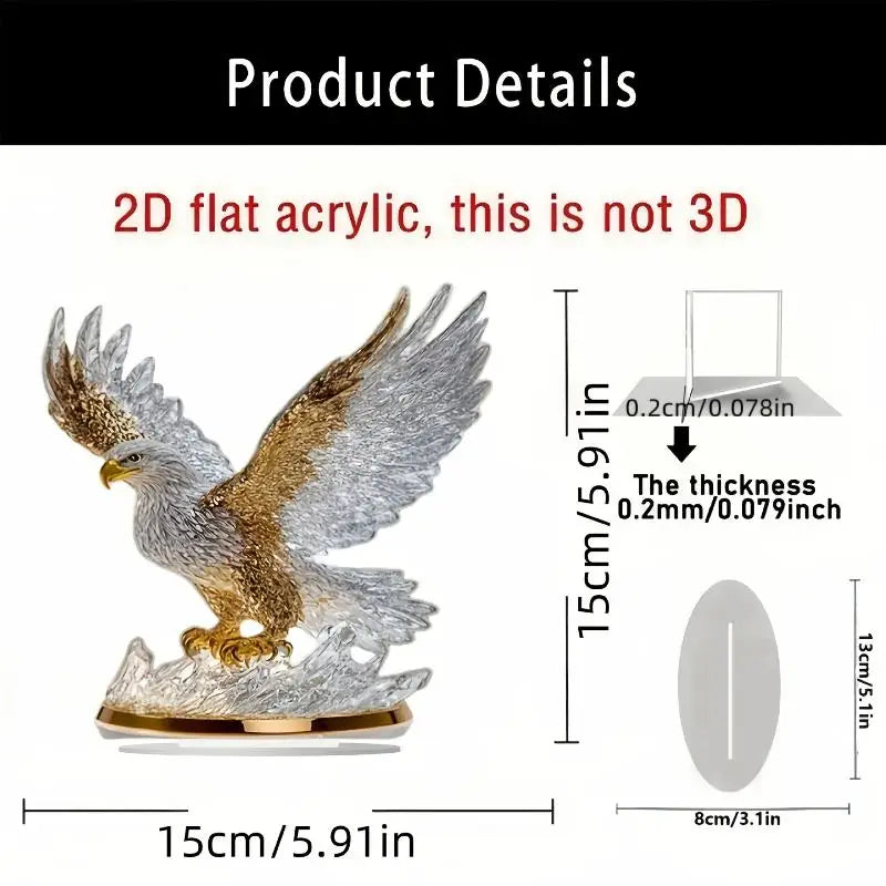 Jetting Águila Batiente 2D acrylic table decoration, modern eagle statuette for home or office decor.