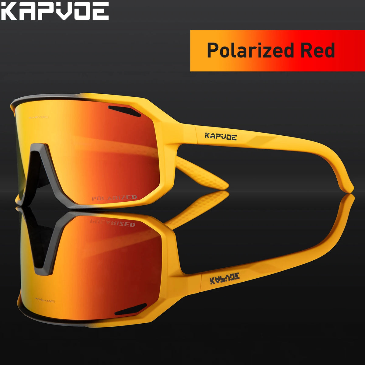 Kapvoe men's polarized cycling sunglasses with UV400 protection, MTB frame, and prescription lens compatibility for sports riding.