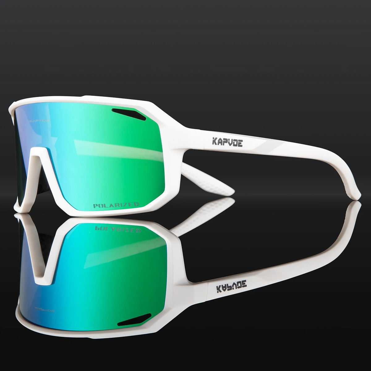 Kapvoe polarized cycling sunglasses for men with UV400 protection, MTB frame, suitable for sports and prescription glasses.