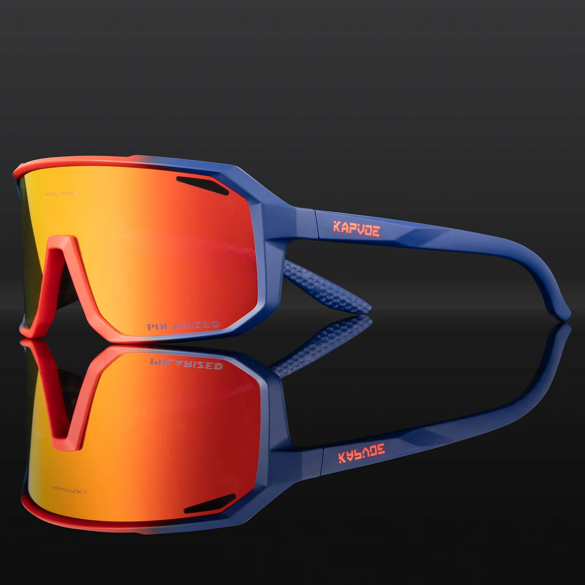 Kapvoe men's polarized cycling sunglasses with UV400 protection, MTB frame, suitable for sports and prescription lenses.