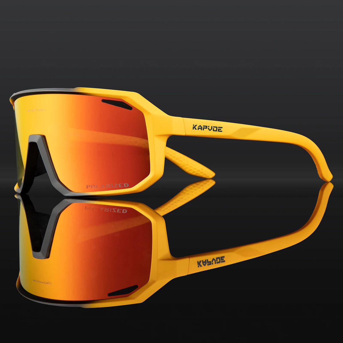 Kapvoe men's polarized cycling sunglasses with UV400 protection, MTB frame, and prescription lens compatibility for sports cycling.
