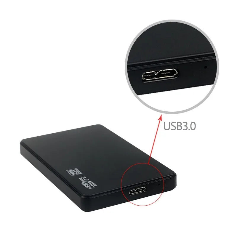 Kebidu USB 3.0 2.5" SATA SSD external hard drive enclosure showing red aluminum case with USB port and cable.