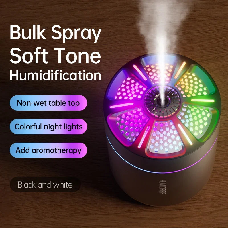 Kebidumei 180ml humidifier for home, black aromatherapy diffuser with LED lights, compact home climate humidification device.