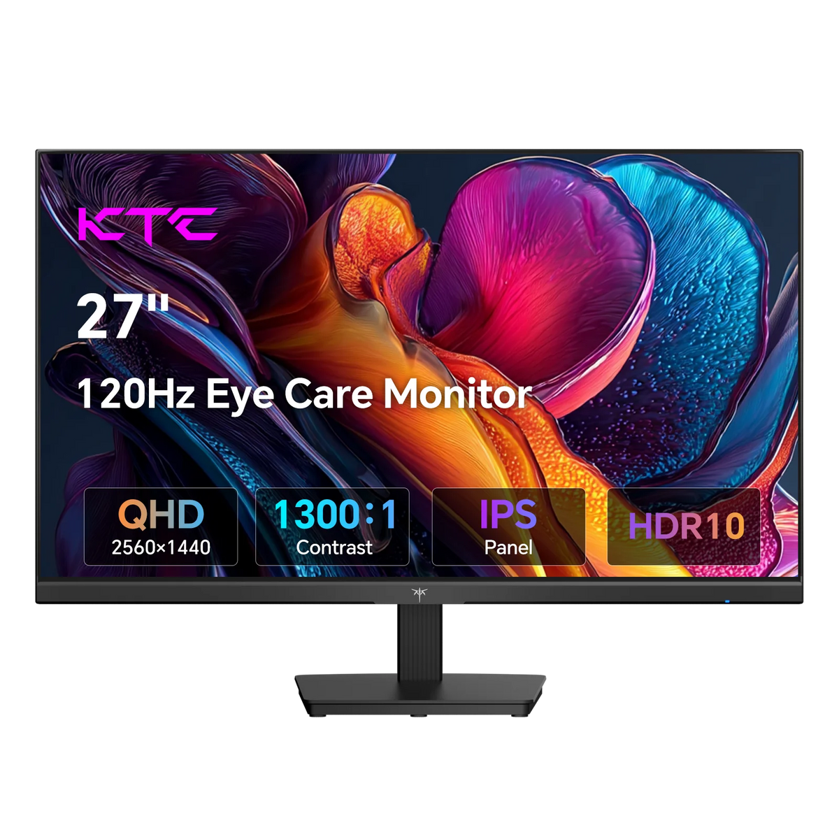KTC 27-inch QHD IPS monitor with 120Hz refresh rate, sleek black design, perfect for immersive visual experience.
