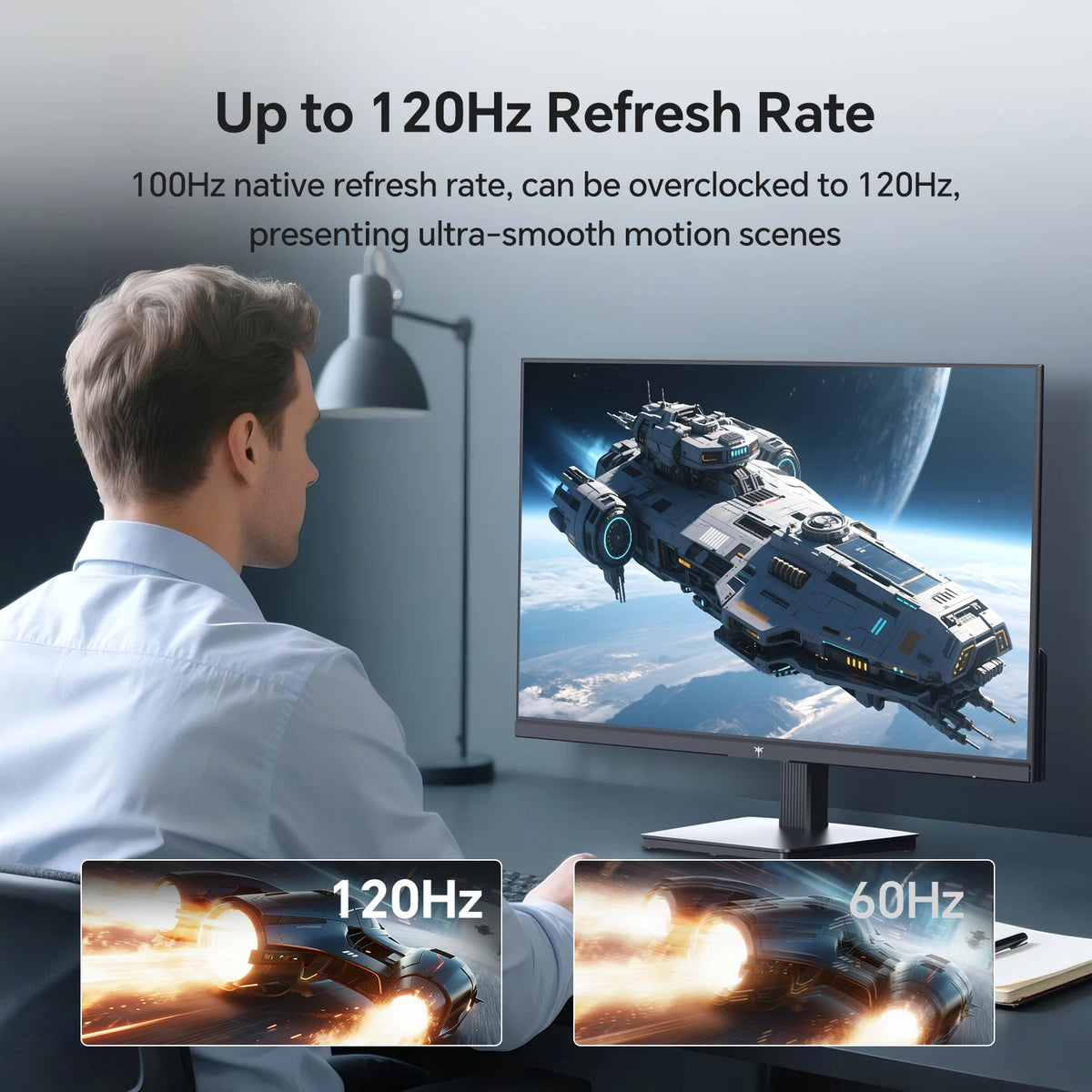 KTC 27-inch QHD IPS monitor with 120Hz refresh rate, sleek black design, ideal for immersive visual experience.