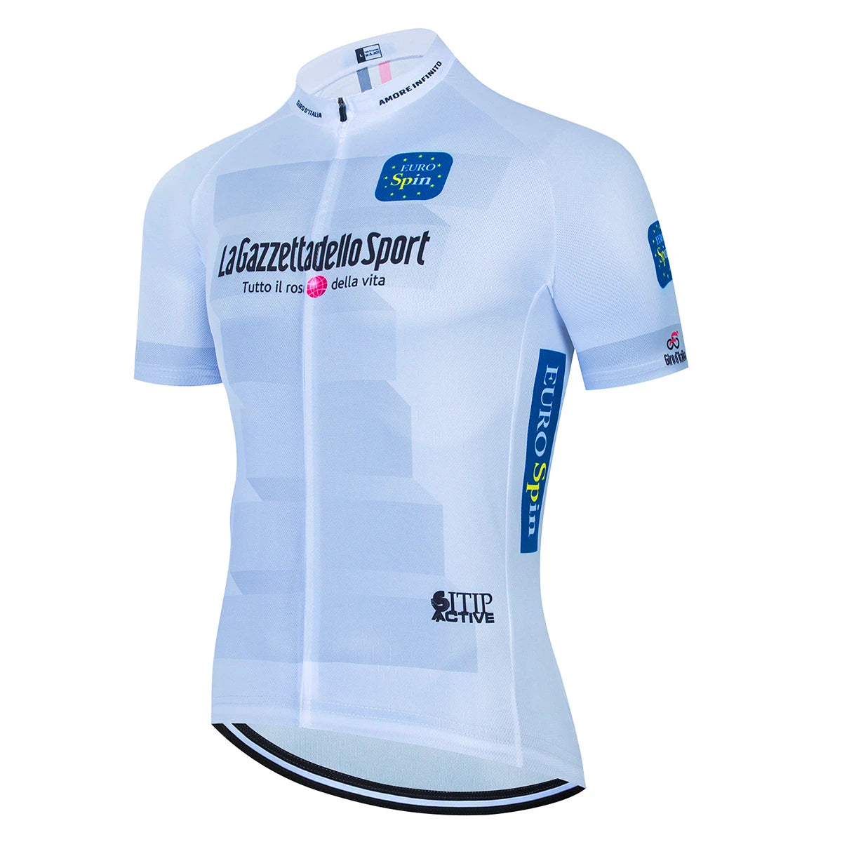 Men's Giro d'Italia Pro Team short-sleeve cycling jersey by La Gazzetta dello Sport, featuring team logos and vibrant racing design.