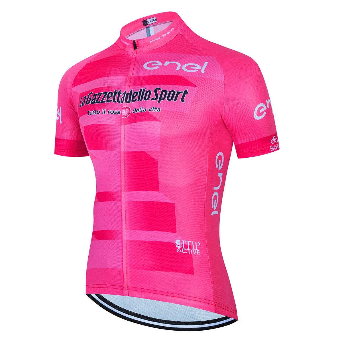Short-sleeve Giro d'Italia Pro Team cycling jersey by La Gazzetta dello Sport, designed for men, size XL, with Italian national colors.
