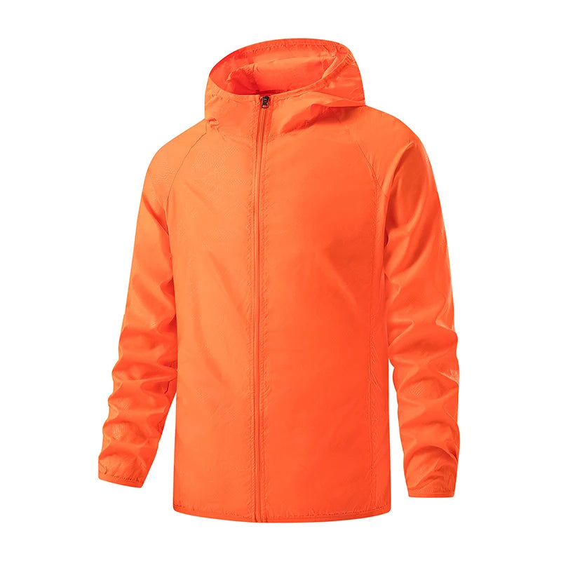 Unisex sky blue LNGXO waterproof windbreaker jacket for hiking and camping, with solar protection, in size 4XL.
