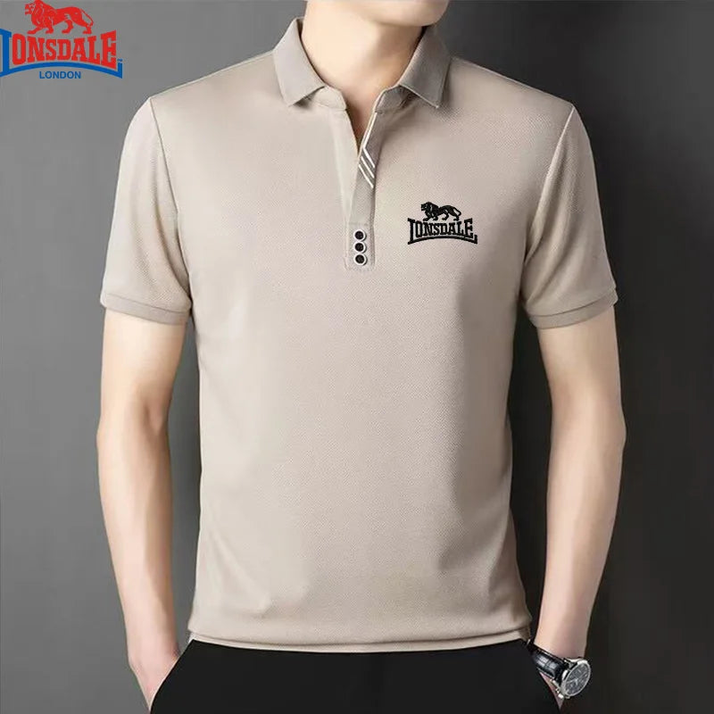 LONSDALE men's short sleeve embroidered polo shirt, breathable and fresh summer men's clothing, casual and stylish.