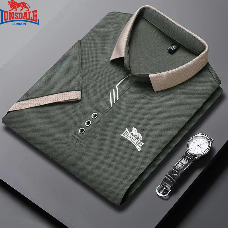 LONSDALE men's short-sleeve summer polo shirt with embroidered design, breathable and fresh fabric.