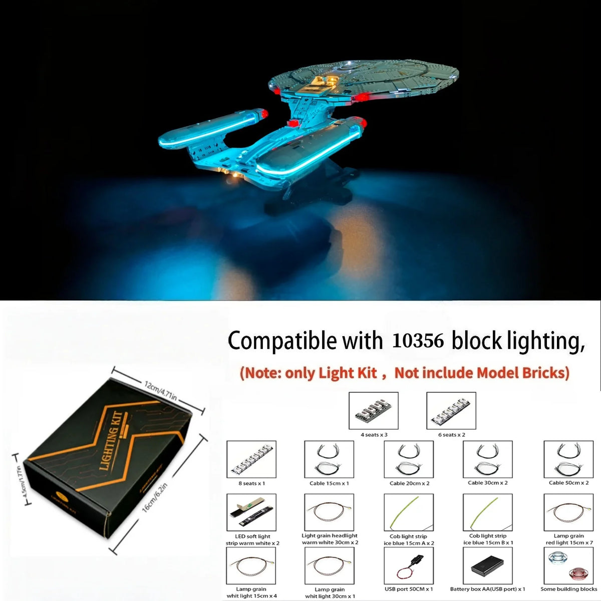 LED lighting kit by LYBMTWF with touch and remote control, designed for model lighting accessories, shown with control device.