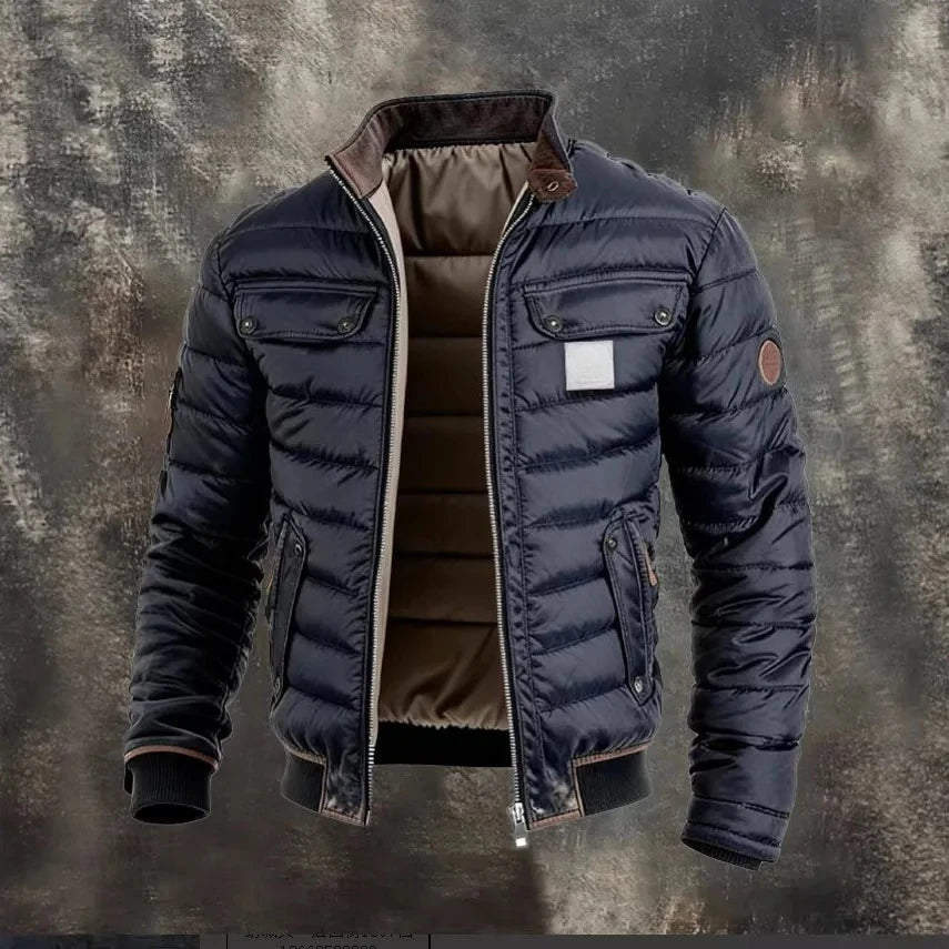 Mandylandy men's cotton winter jacket with high collar, casual style, thickened for warmth, ideal for cold winter days
