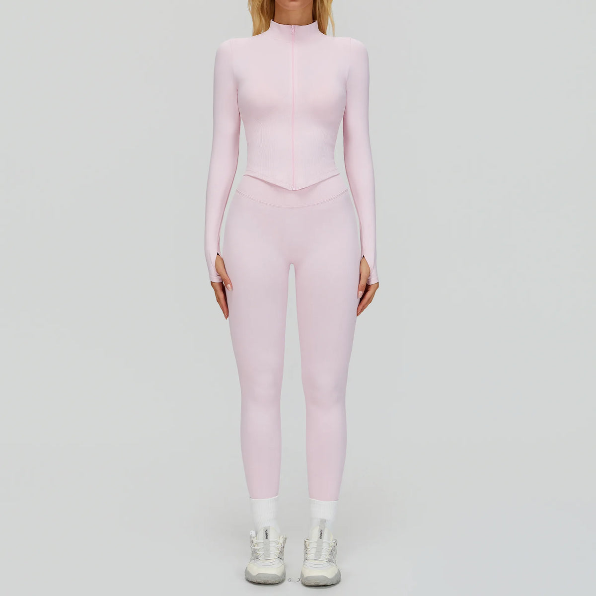 MIKETI yoga set for women with seamless leggings and top, deep coffee color, ideal for fitness and activewear, three-piece ensemble.