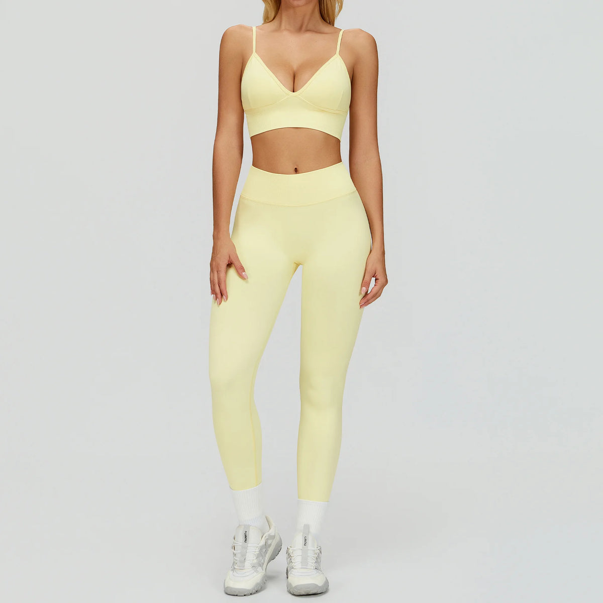 MIKETI yoga set for women with seamless leggings and top, deep coffee color, activewear for fitness and yoga practice.