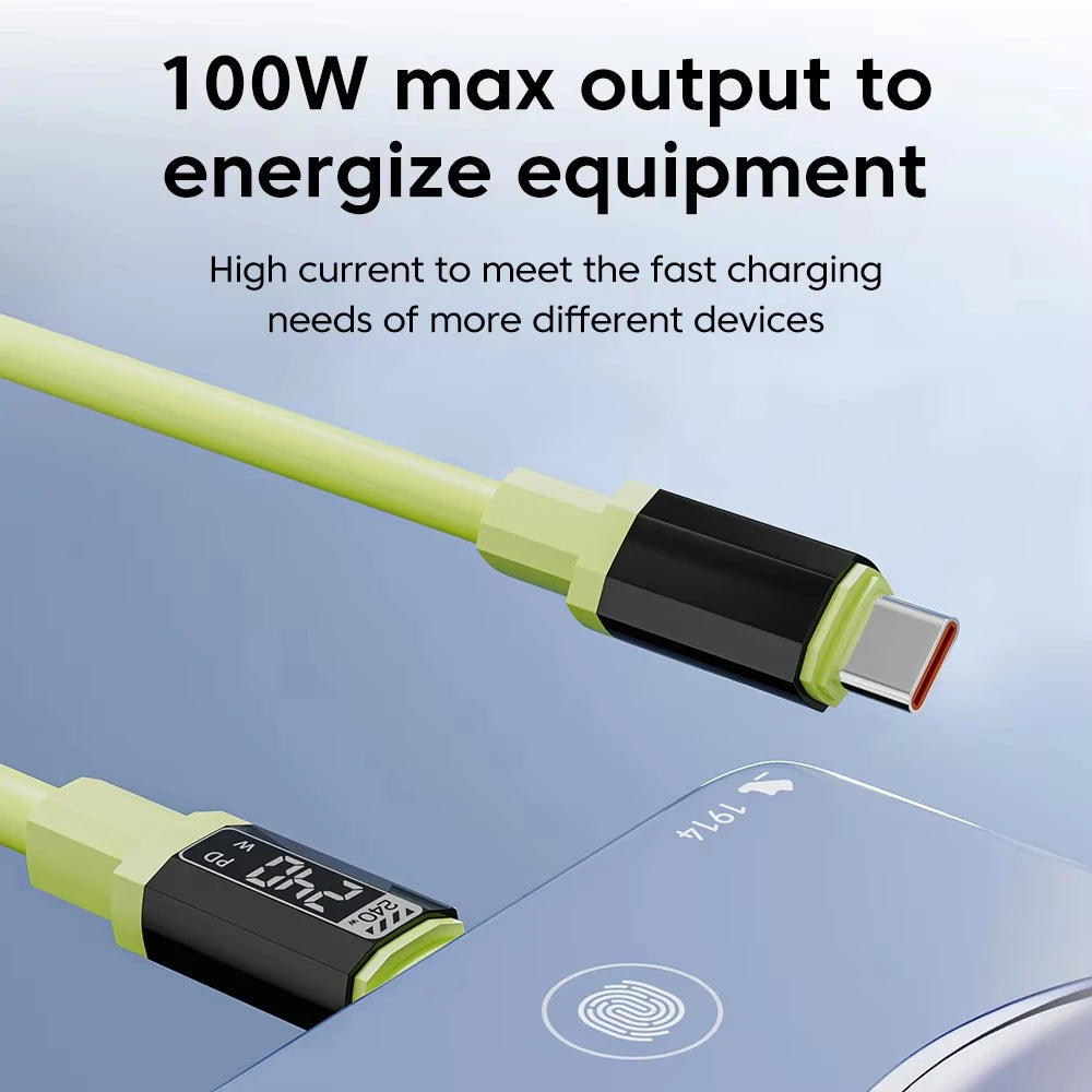 NNBILI USB C 240W charging cable, 2m length, compatible with iPhone, Samsung, Xiaomi, featuring fast PD charging technology.