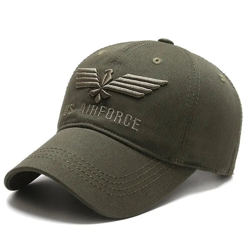 Military green adjustable baseball cap for men and women, casual style with sun protection, unisex accessory.