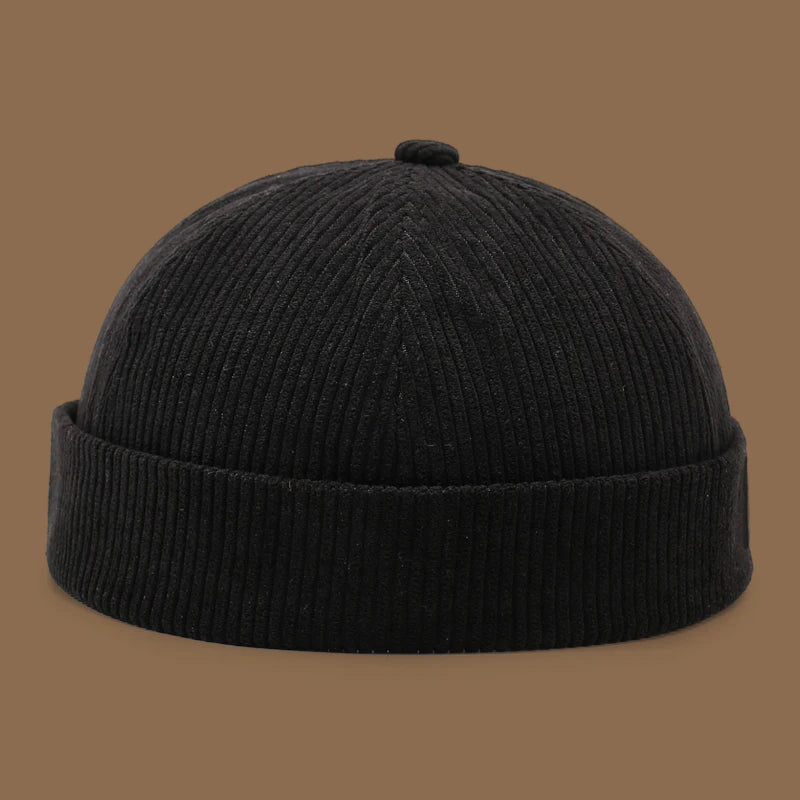 Unisex Yuppie fleece-lined corduroy winter hat with colorful stripe pattern, perfect for autumn and winter warmth.