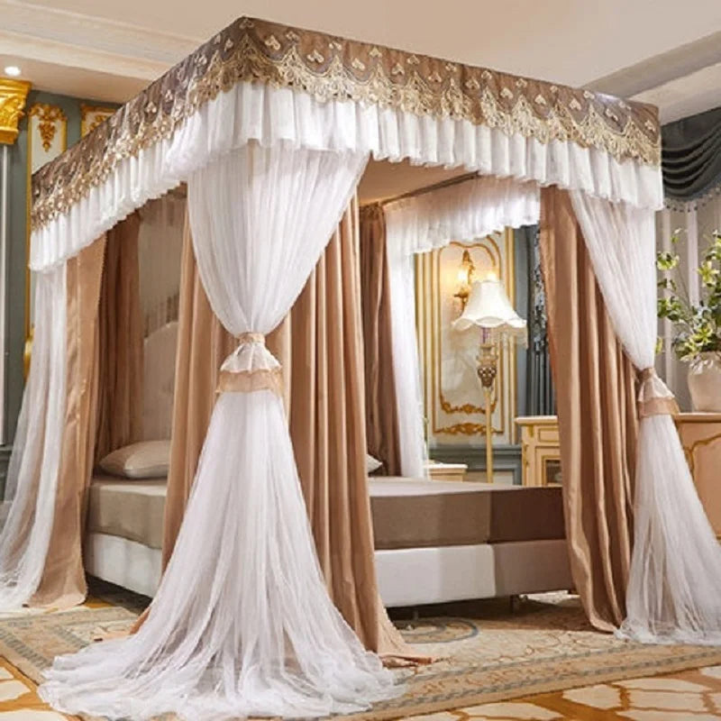 Turquoise princess-style European luxury mosquito net curtain for 180cm beds, decorative antimosquito mosquito net for home use.