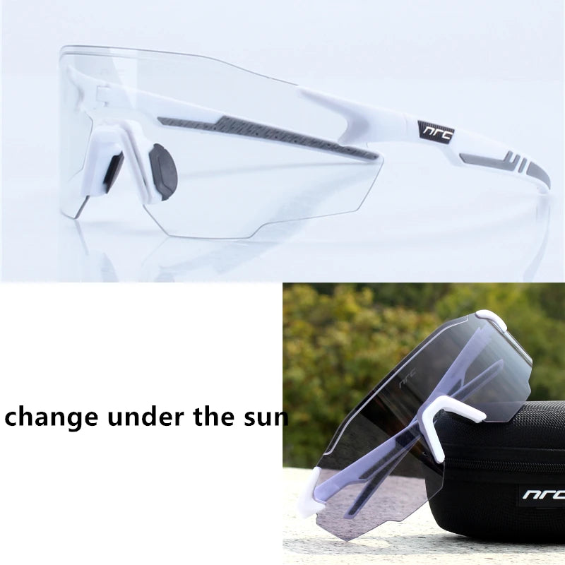 NRC UV400 TR90 cycling sunglasses for MTB, fishing, and hiking, featuring sporty design and protective lenses for outdoor activities.