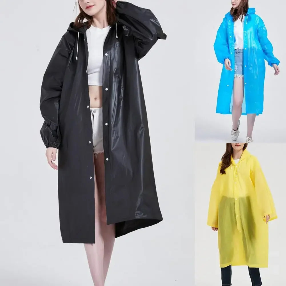 Unisex black EVA raincoat by OIMG, waterproof chubasquero with 145x68cm size, designed for camping and outdoor activities.