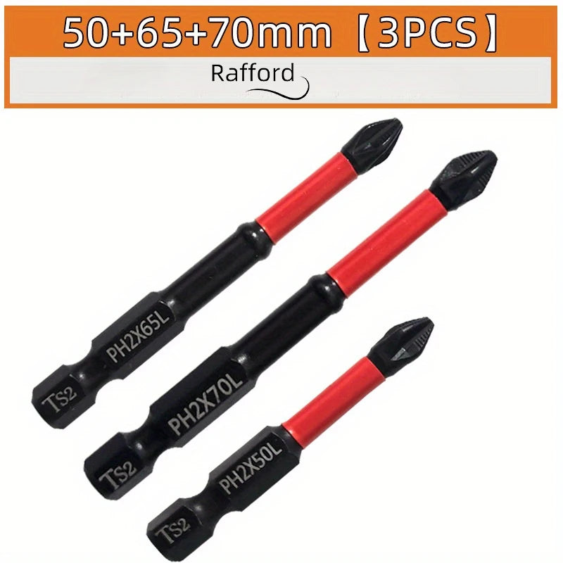 Set of Rafford magnetic, slip-resistant drill bit sets with 3, 6, or 12 pieces for versatile drilling tools.
