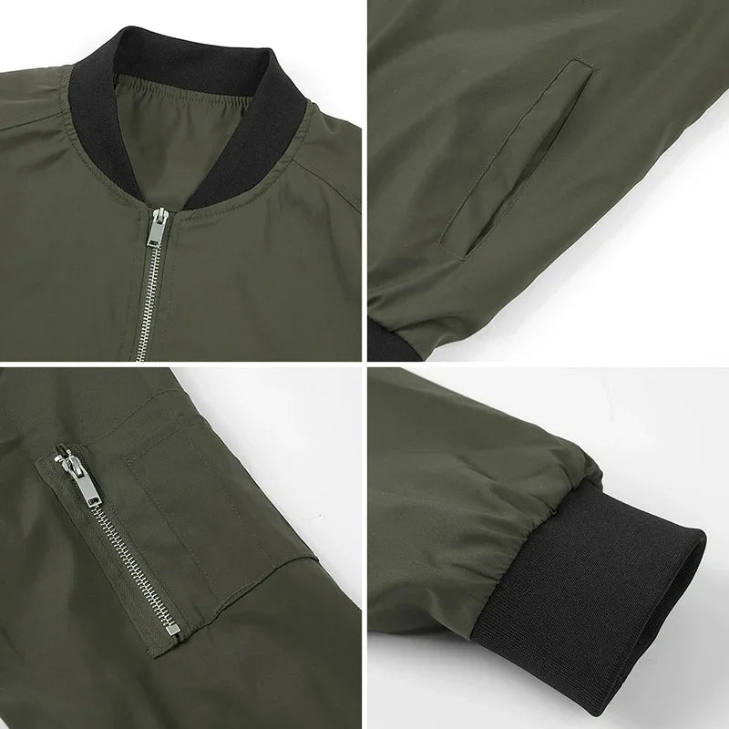 ReFire Gear men's lightweight khaki bomber jacket, modern design, perfect for spring and fall, with a sleek fit.