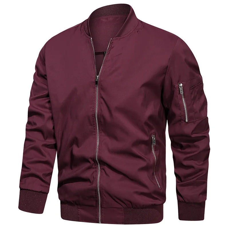 ReFire Gear men's khaki bomber jacket, lightweight and modern, suitable for spring and fall, with a sleek design.