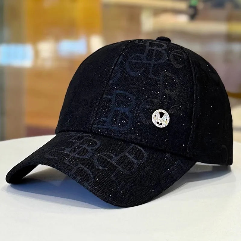 Unisex adjustable black Rimiut baseball cap with a round logo, casual style, featuring a curved brim and breathable fabric.