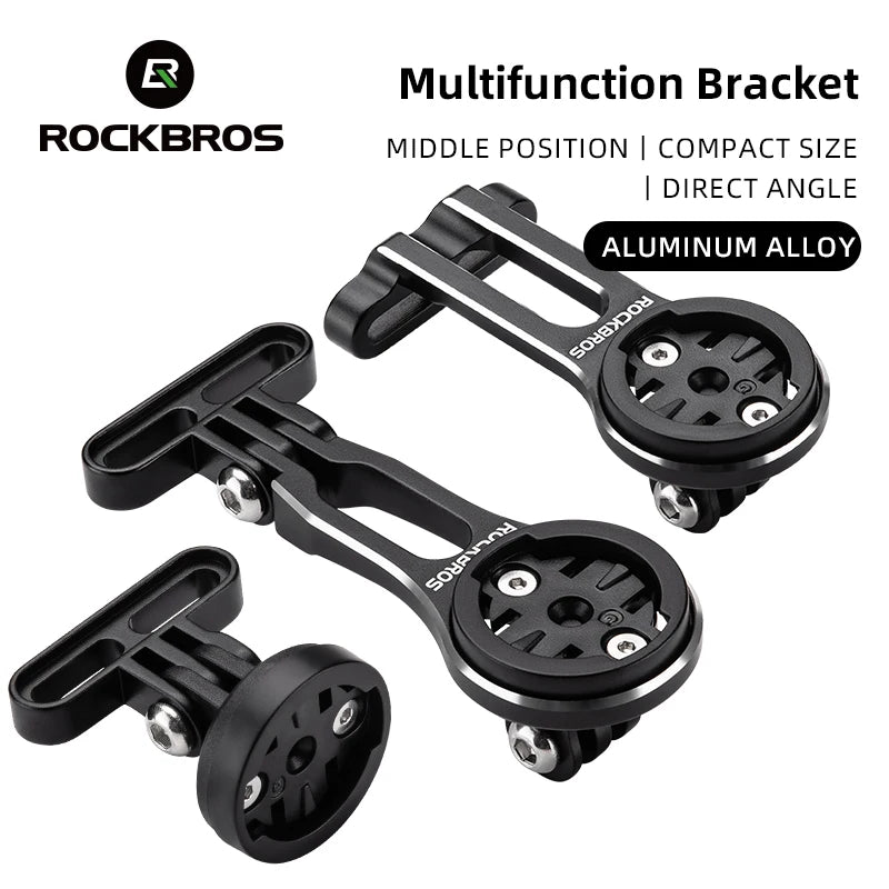 ROCKBROS bicycle handlebar GPS mount made of aluminum alloy, designed for secure bike navigation accessories.