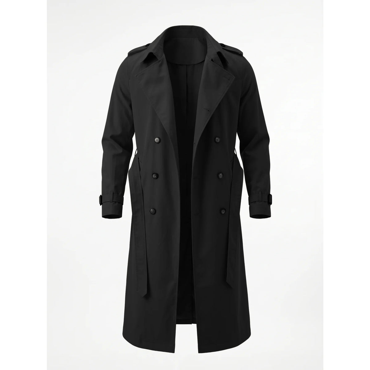 Men's black RVHSWDS long windbreaker coat, lightweight spring and fall gabardina, casual rain-resistant outerwear for men.