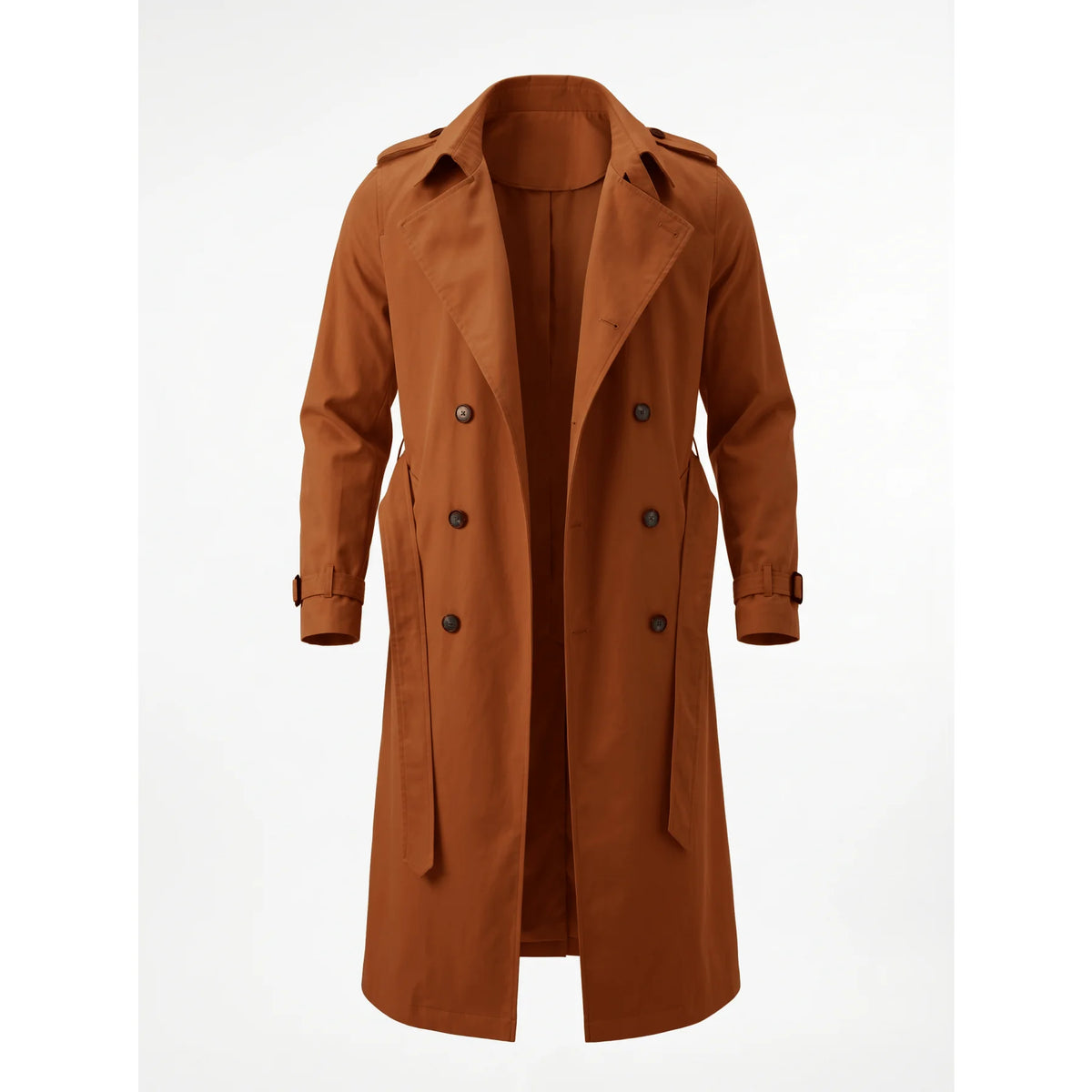 Black RVHSWDS men's raincoat, casual long windbreaker for spring and fall, ideal for hiking and outdoor activities.