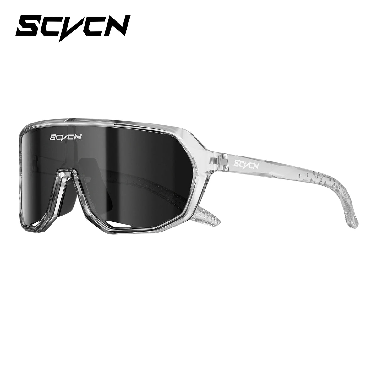 SCVCN polarized UV400 sport sunglasses for cycling and outdoor activities, featuring sleek design and tinted lenses.